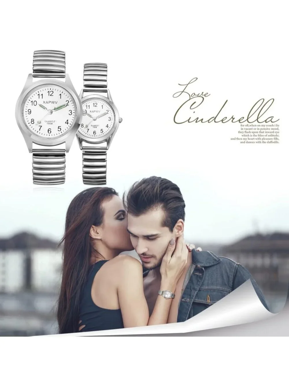 Men's Silver Stretch Band Couple Bangle Ultrathin Elastic Strap Wrist Watch